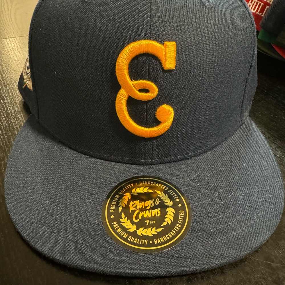Navy Cap with Yellow Embroidery